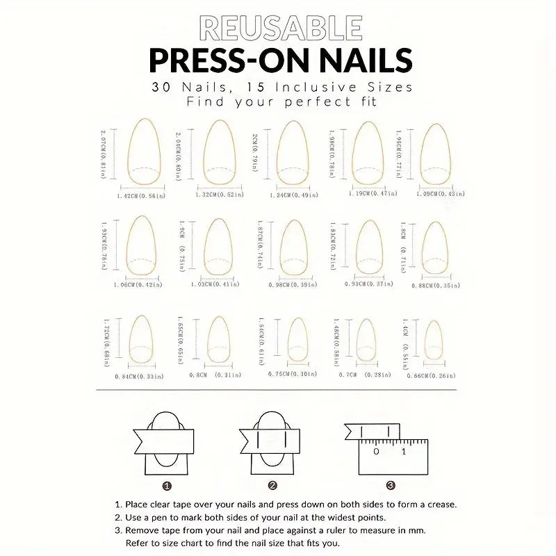Short Almond Shaped Press-On Nails with Glossy Finish