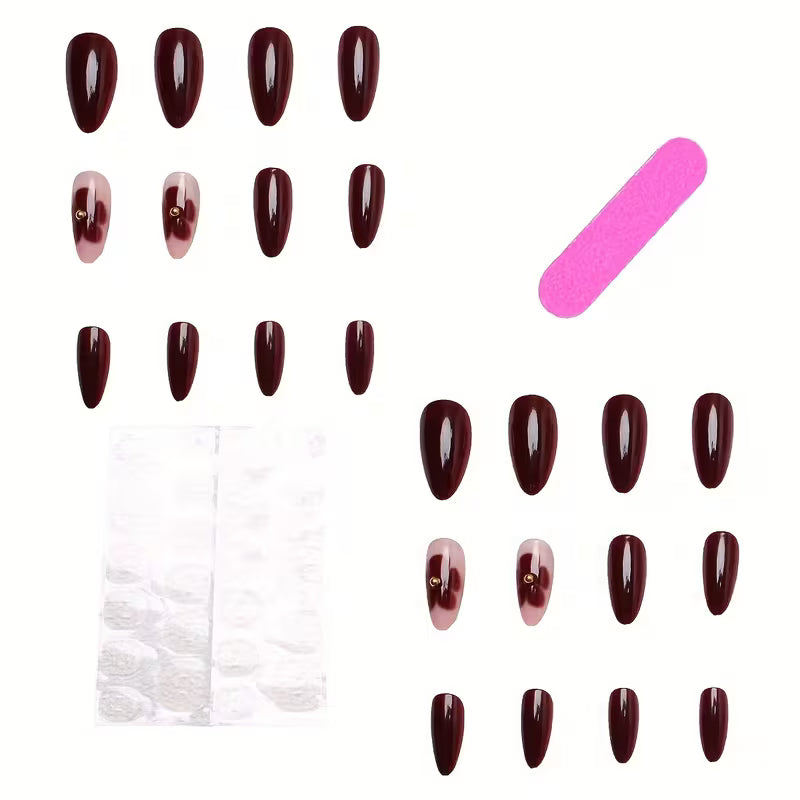 24pcs Short Press-On Nails - Water Droplet Shape