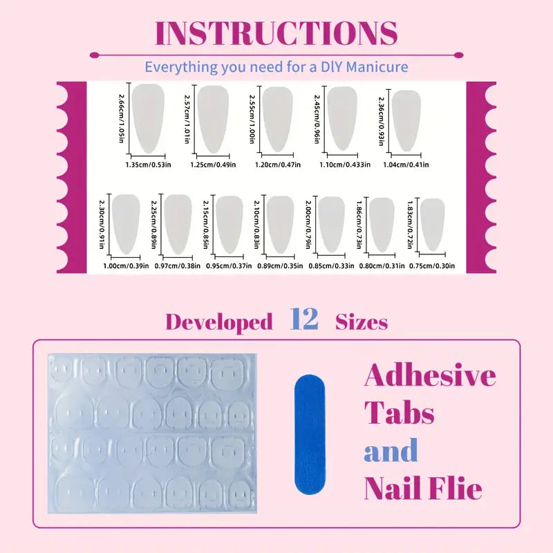 24pcs White French Tip Press on Nails Golden