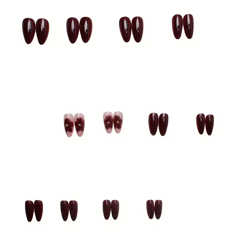 24pcs Short Press-On Nails - Water Droplet Shape