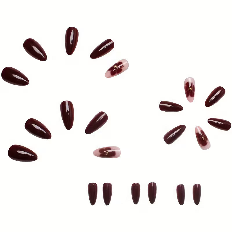 24pcs Short Press-On Nails - Water Droplet Shape