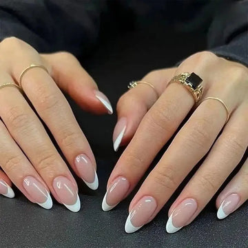 24pcs Chic French Almond Press-On Nails Set
