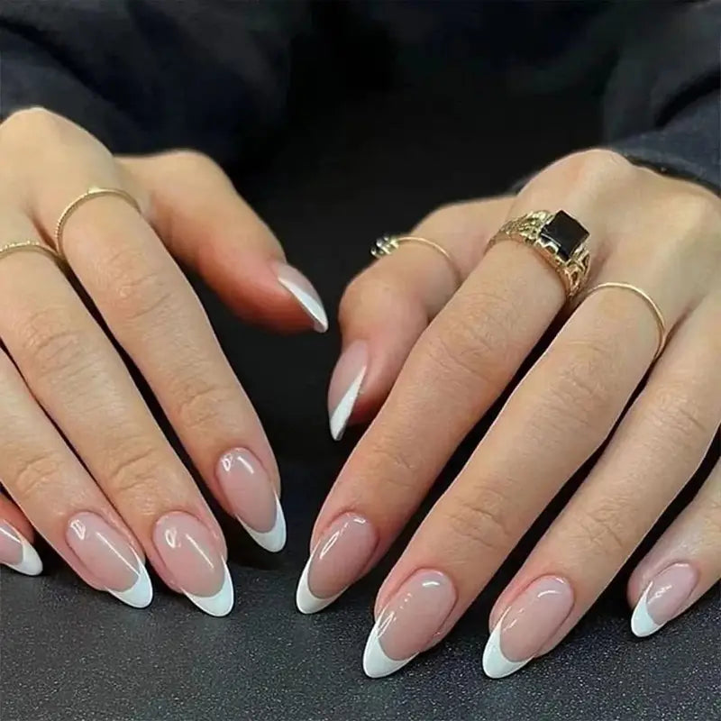 24pcs Chic French Almond Press-On Nails Set