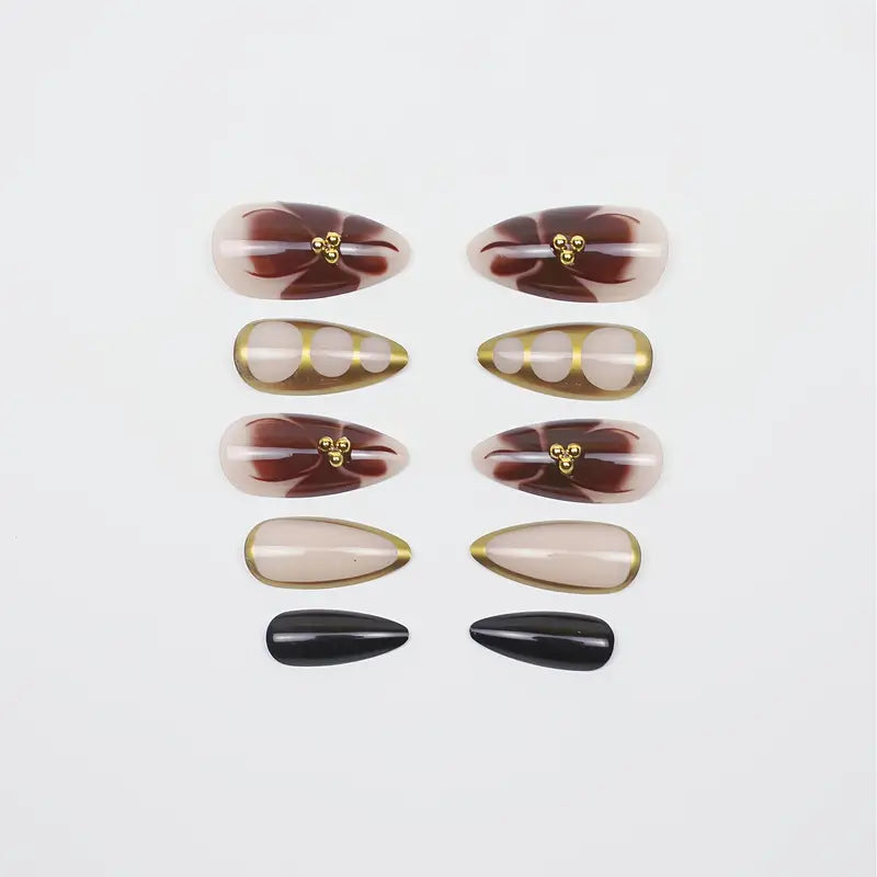 [24pcs French Press-On Nails Set] 24pcs Almond-Shaped