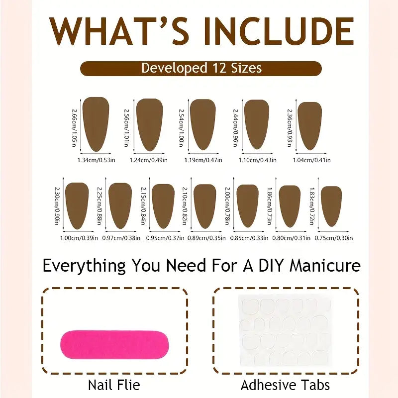 24pcs White French Tip Press On Nails - Medium Almond Shape
