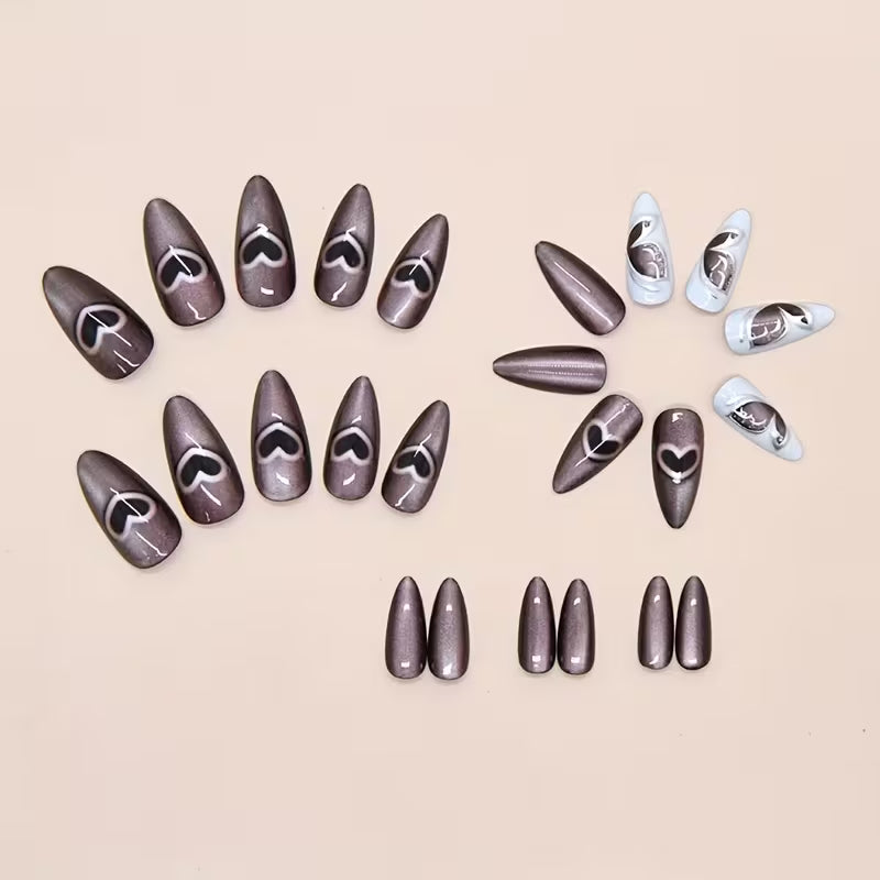 24pcs Removable Press-On Nails with Heart