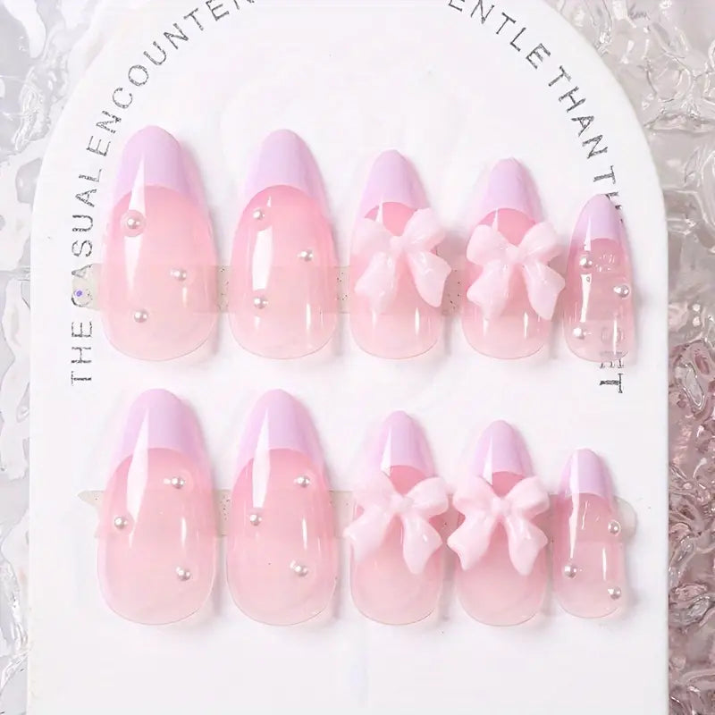 24pcs Michelleccy Almond-Shaped Press-On Nails