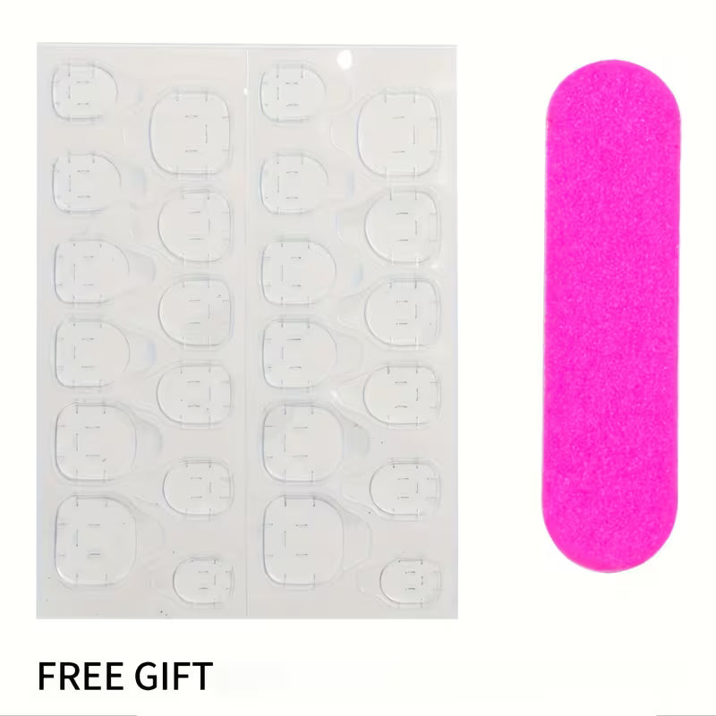 24pcs Short Oval Nude Glossy Press On Nails