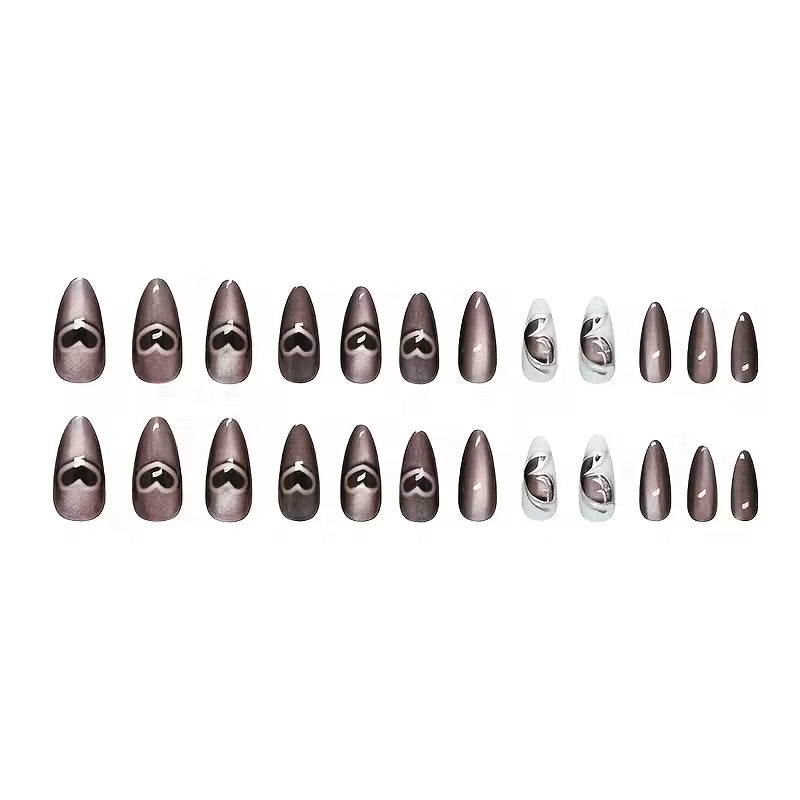 24pcs Removable Press-On Nails with Heart