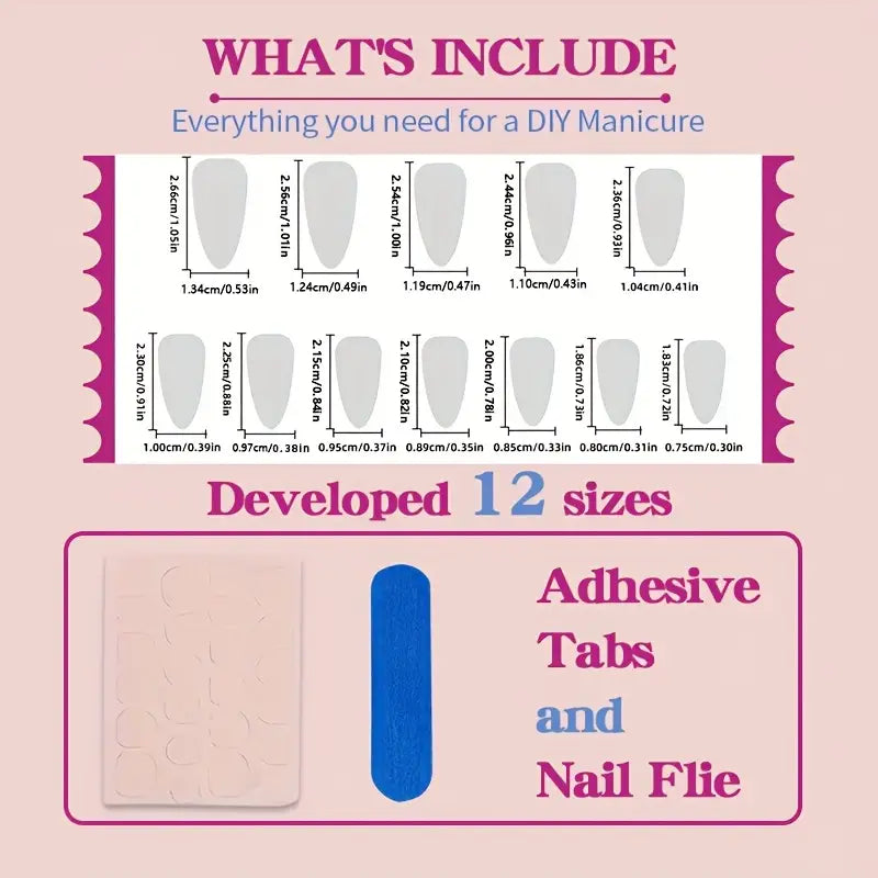24pcs Chic French Almond Press-On Nails Set