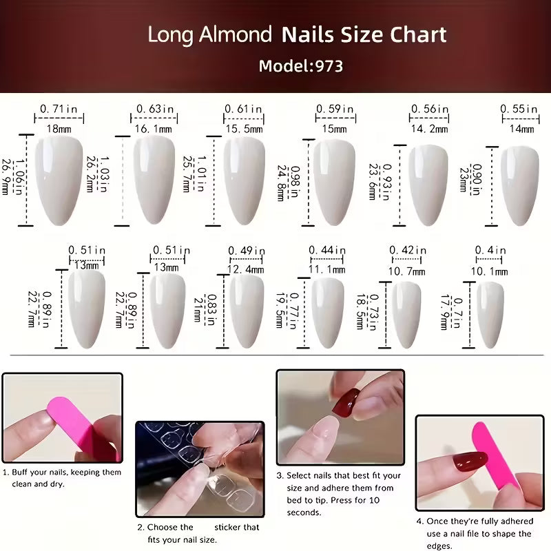 24pcs Medium Almond Press-On Nails