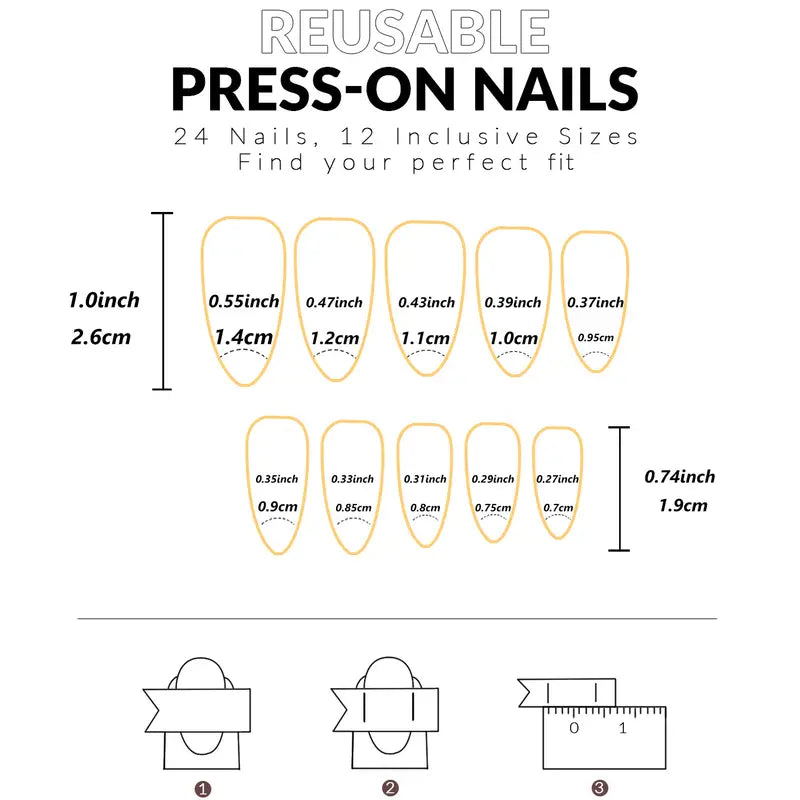 24 Long White Almond-Shaped Fake Nails