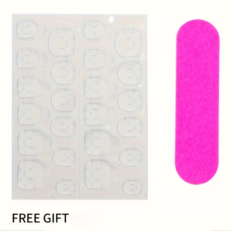 24pcs Short Square French Press-On Nails