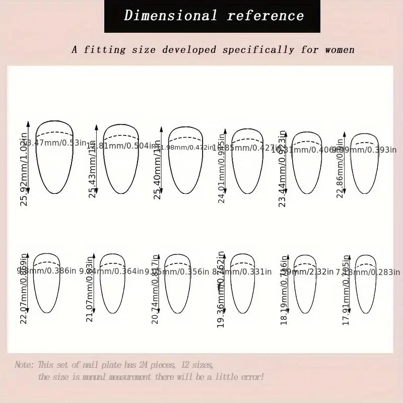 24pcs Michelleccy Almond-Shaped Press-On Nails