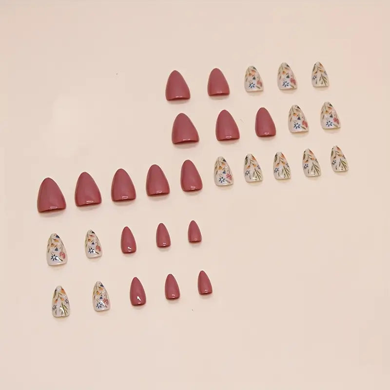 Short Almond Shaped Press-On Nails with Glossy Finish