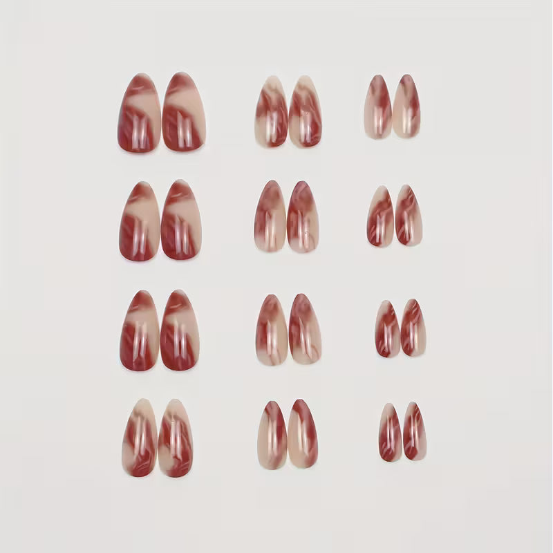 24pcs Almond-Shaped Press-On Fake Nails