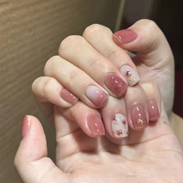 24pcs Elegant Rose Red Gradient Press-On Nails