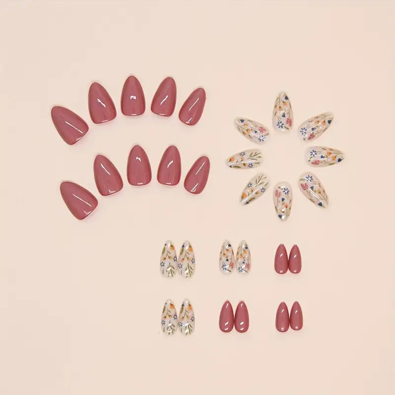 Short Almond Shaped Press-On Nails with Glossy Finish
