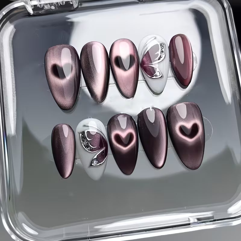 24pcs Removable Press-On Nails with Heart