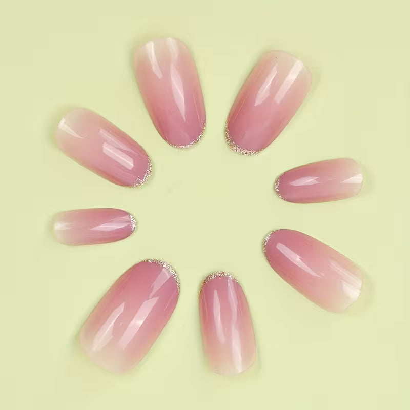 24pcs Glossy Medium Oval Fake Nails