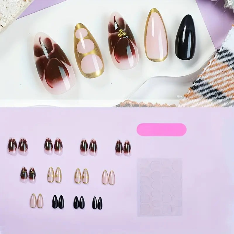 24pcs Medium Almond Press On Nails