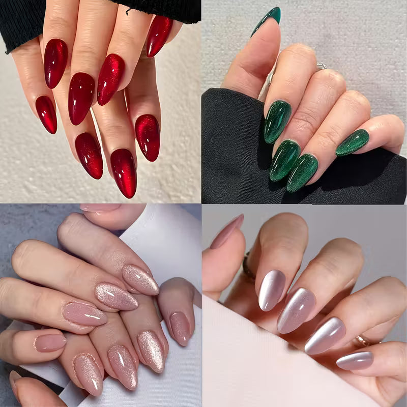 108pcs Christmas 4 Styles Cat's Eye Press-On Nails