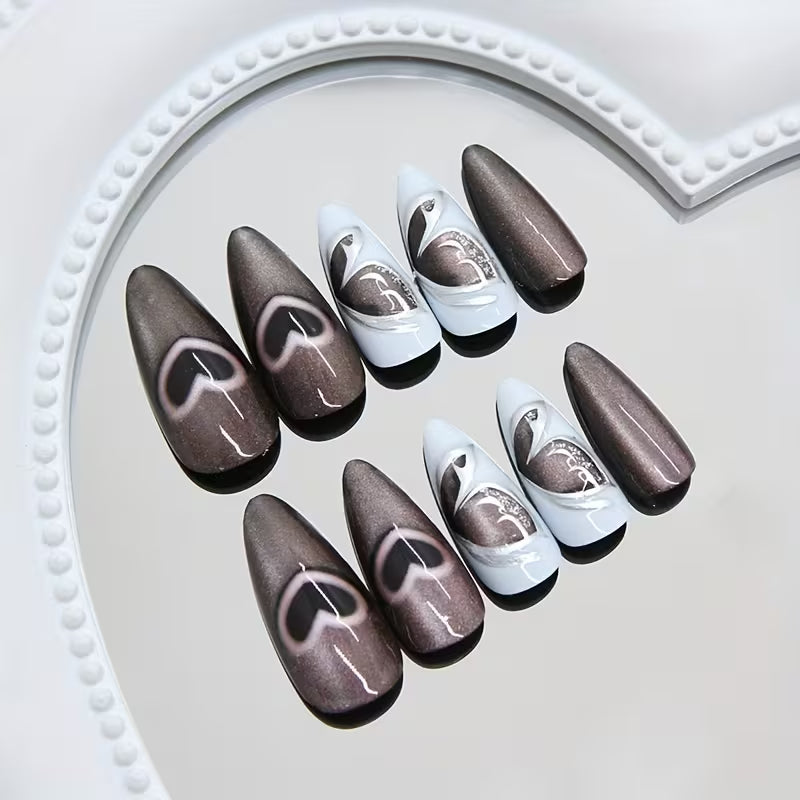 24pcs Removable Press-On Nails with Heart