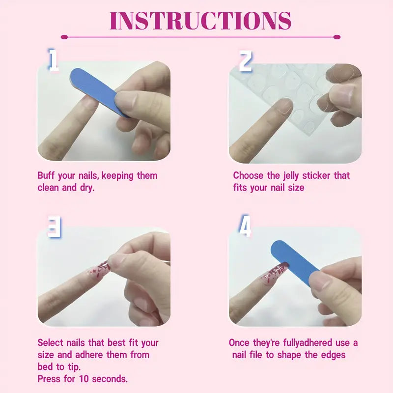 24pcs White French Tip Press on Nails Golden