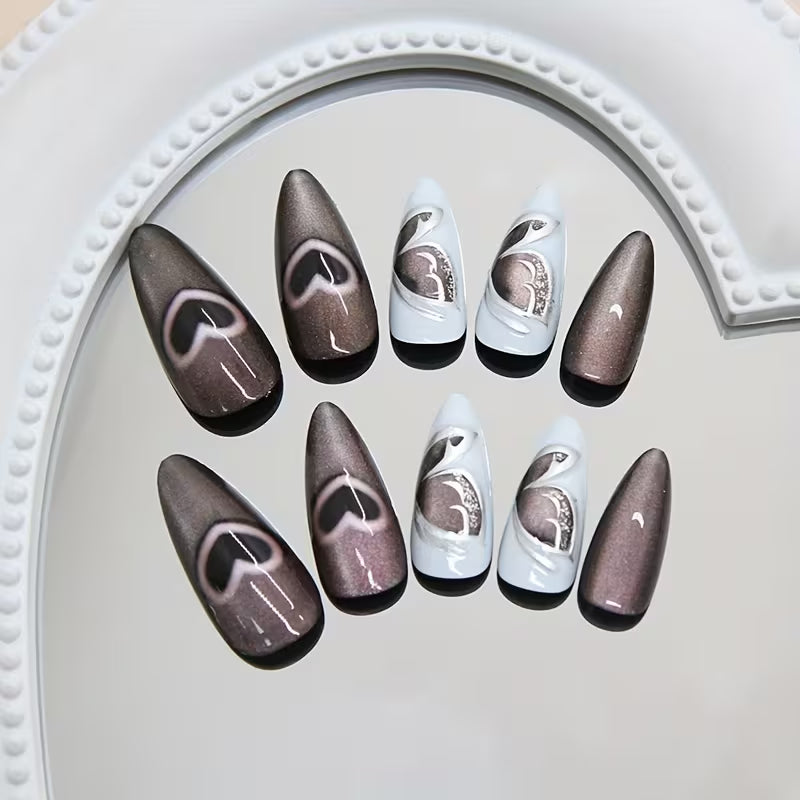 24pcs Removable Press-On Nails with Heart