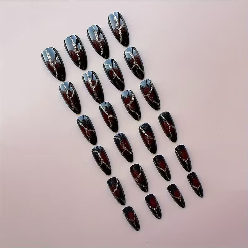 24pcs Long Almond Shaped Nail Set