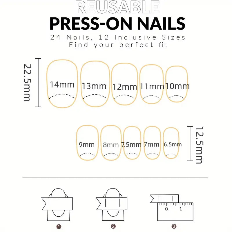 24pcs Glossy Medium Oval Fake Nails, Nude Pinkish