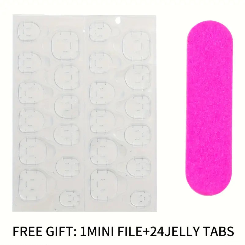24pcs Long Almond Press On Nails - Glossy Red Brown