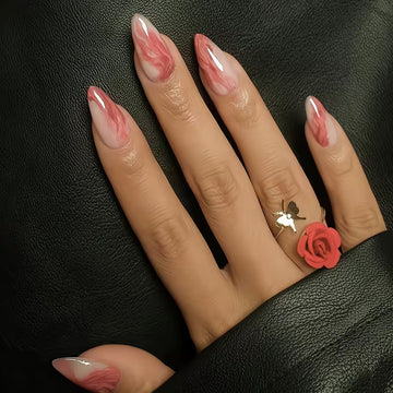 24pcs Almond-Shaped Press-On Fake Nails