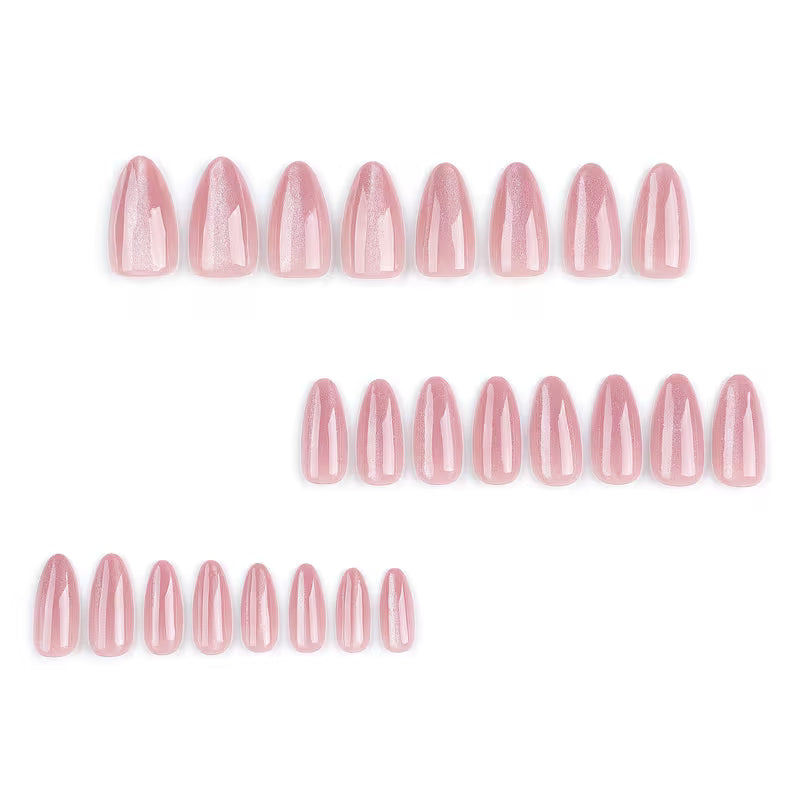24pcs Upgraded Stylish Pink Almond-Shaped Press-On Nails
