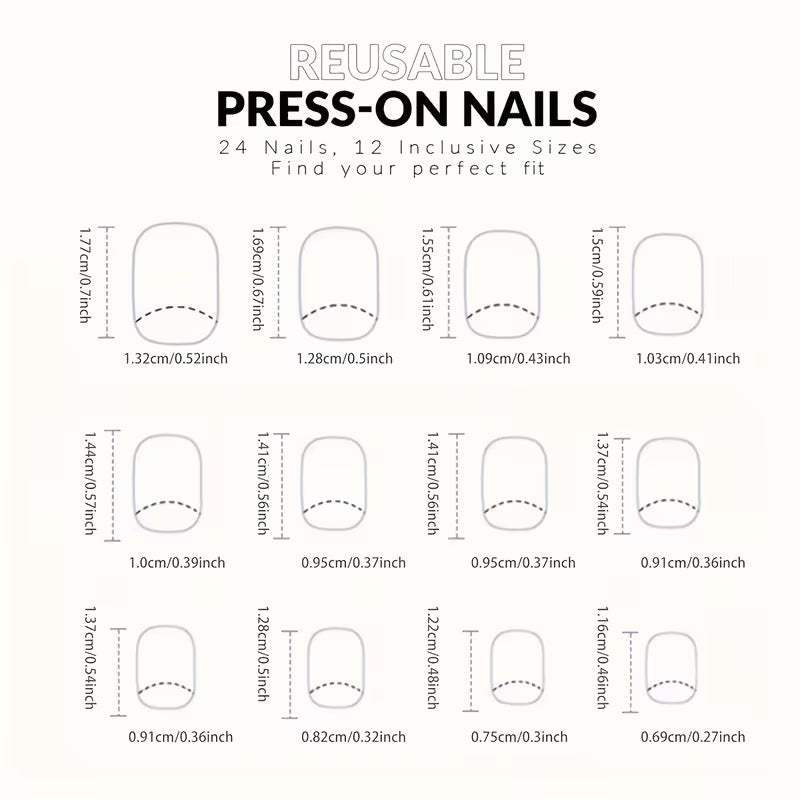 24pcs Short Square French Press-On Nails