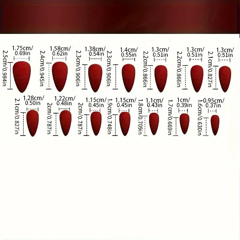 24pcs Matte Wine Red Almond Press-On Nails