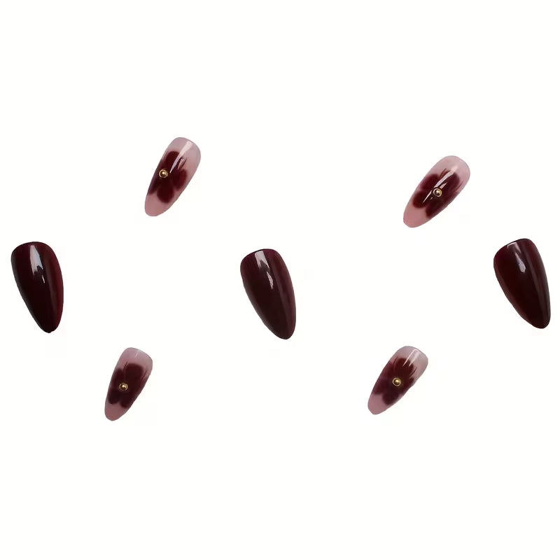 24pcs Short Press-On Nails - Water Droplet Shape