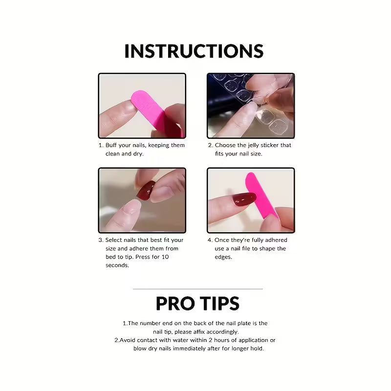 24pcs Removable Press-On Nails with Heart