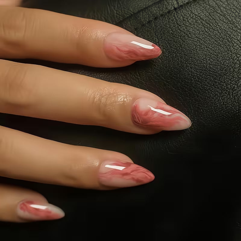 24pcs Almond-Shaped Press-On Fake Nails